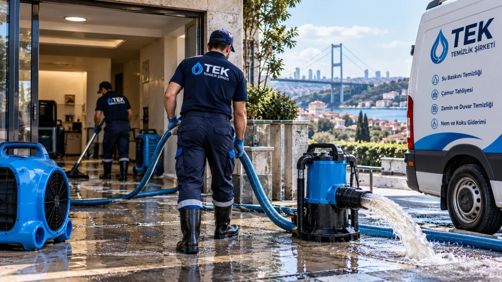 İstanbul'da profesyonel su baskını temizliği ve su tahliyesi çalışması