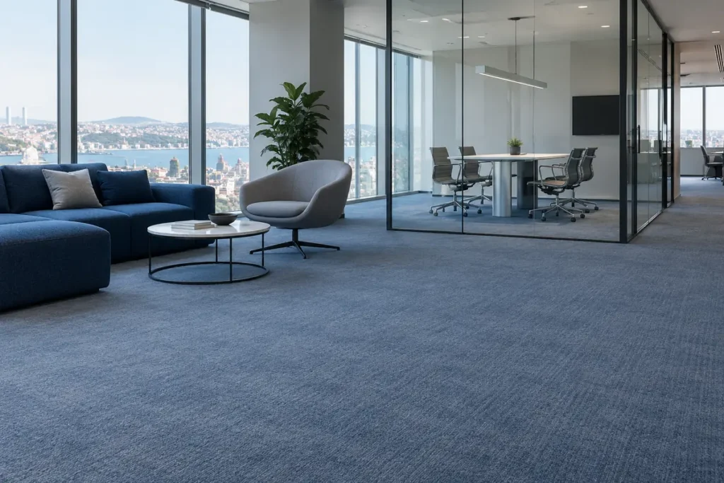 Ofis halıfleksinin bulunduğu yerde profesyonel temizliği