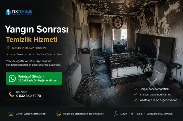 İstanbul’da ev ve iş yerleri için yangın sonrası is, kurum, kül ve koku temizliği hizmeti